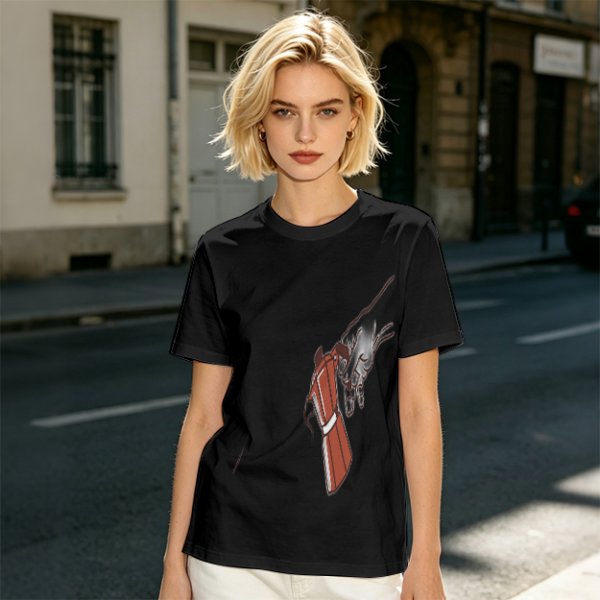 Oversized Olive T-Shirt With Mechanical Hand Holding Gun Graphic