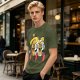 Olive T-Shirt with Cartoon Taco and Beer Graphic