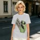 Olive t-shirt with cute frog holding knife and 'Don't mess with me' text