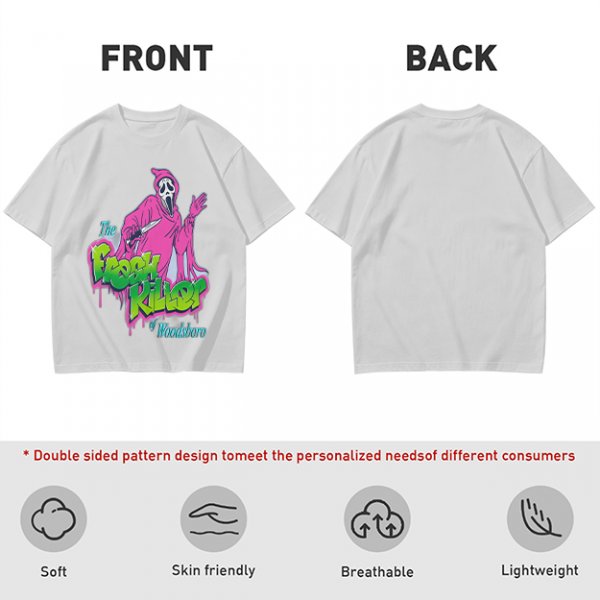 Olive T-Shirt with Neon Pink Ghostface 'The Fresh Killer' Print