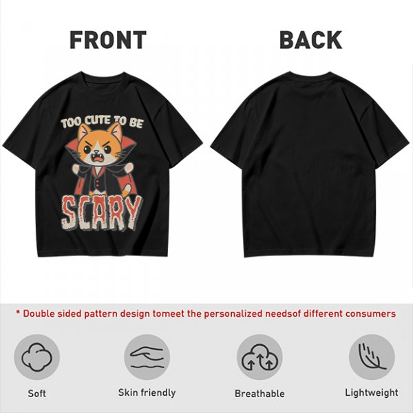 Too Cute To Be Scary Vampire Cat Graphic T-Shirt