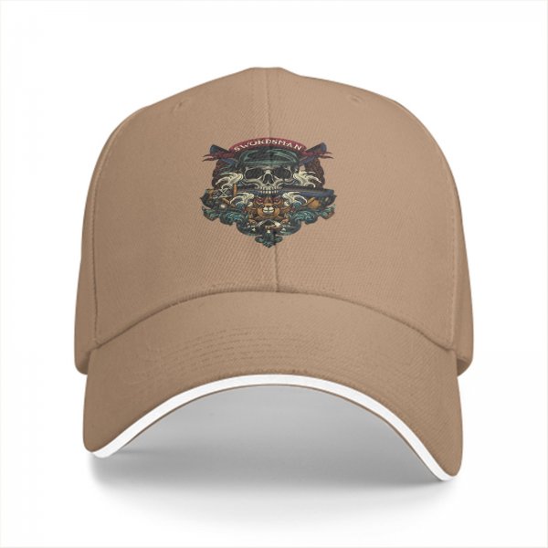 Black baseball cap with Swordsman skull crest graphic