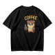 Owl Holding Coffee Mug Graphic Olive T-Shirt
