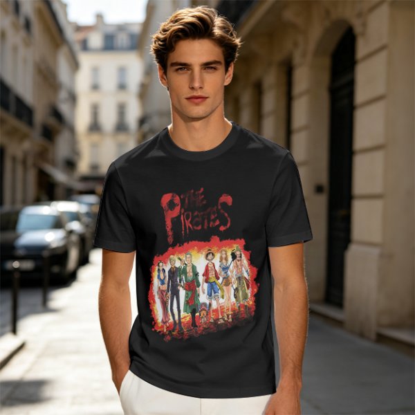 One Piece Pirates Anime Graphic Olive T-Shirt