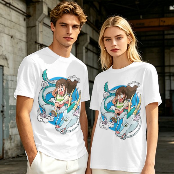 Spirited Away Chibi Haku and Chihiro Graphic T-Shirt