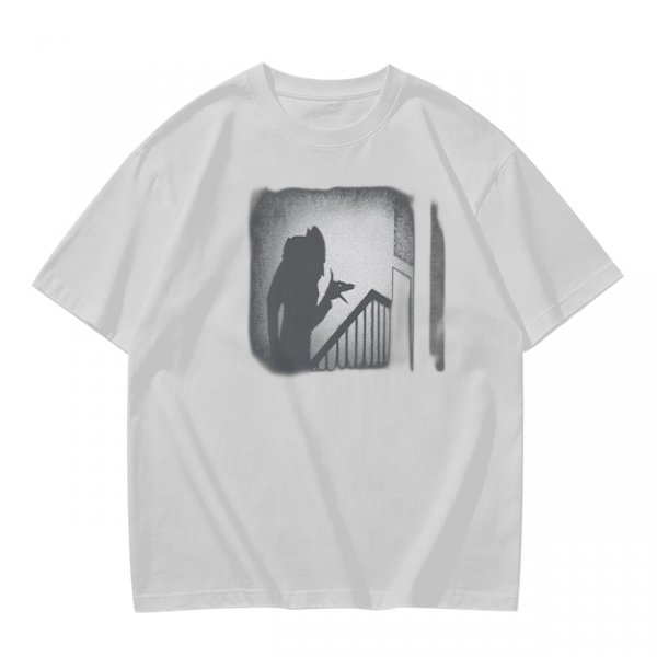Olive T-Shirt With Horror Staircase Silhouette Graphic