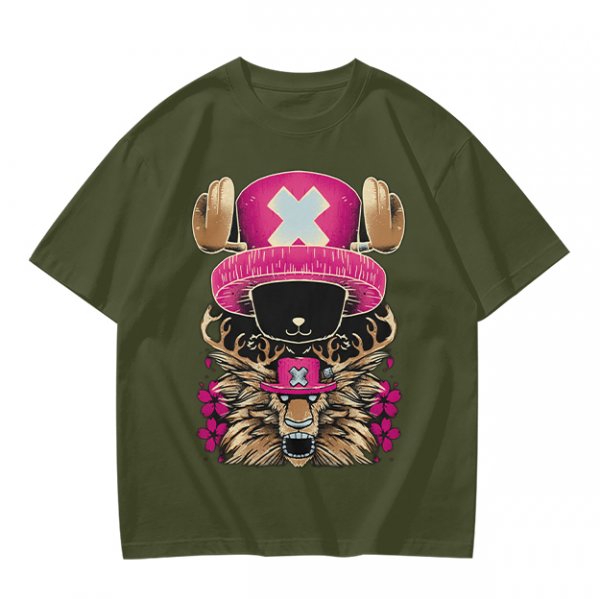 Olive T-Shirt with Tony Tony Chopper Lion Art Print