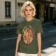 Olive t-shirt with cute puppy pile graphic and playful text