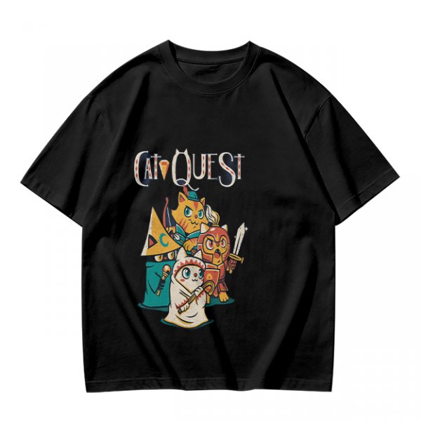Cat Quest Themed T-Shirt With Fantasy Cat Warrior Characters