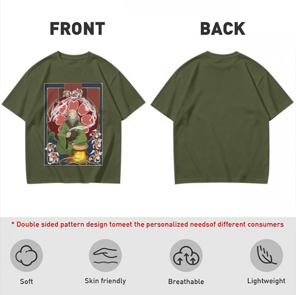 Olive Green T-Shirt Featuring Iroh from Avatar: The Last Airbender