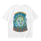 Olive t-shirt with cartoon earth 'friendly reminder' print