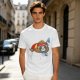 Olive green t-shirt with sleeping sloth graphic design