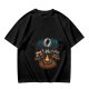 Oversized Army Green T-Shirt With Funny Tech Campfire Graphic