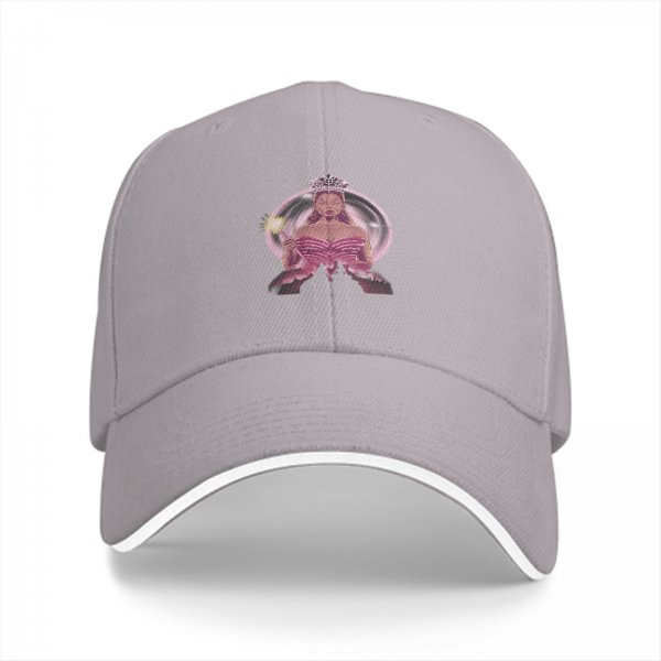 Black Baseball Cap With Pink Fairy Princess Graphic Print