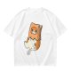 Olive T-Shirt With Cute Hamster In Paper Bag Print