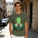 Olive Anime T-Shirt With Samurai Warrior Silhouette Art