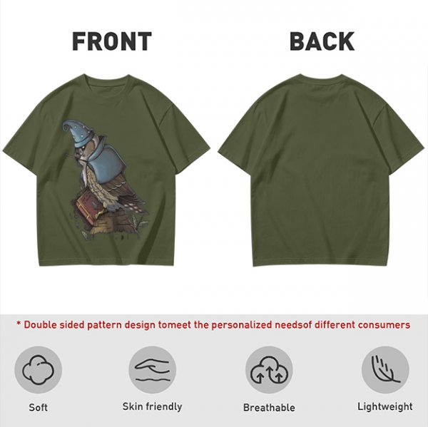 Owl Wizard With Spell Book Graphic Tee