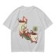 Olive green graphic tee with a sloth relaxing between anthropomorphic coffee mugs
