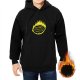 Black hoodie with Dave's Combustible Lemonade flame graphic