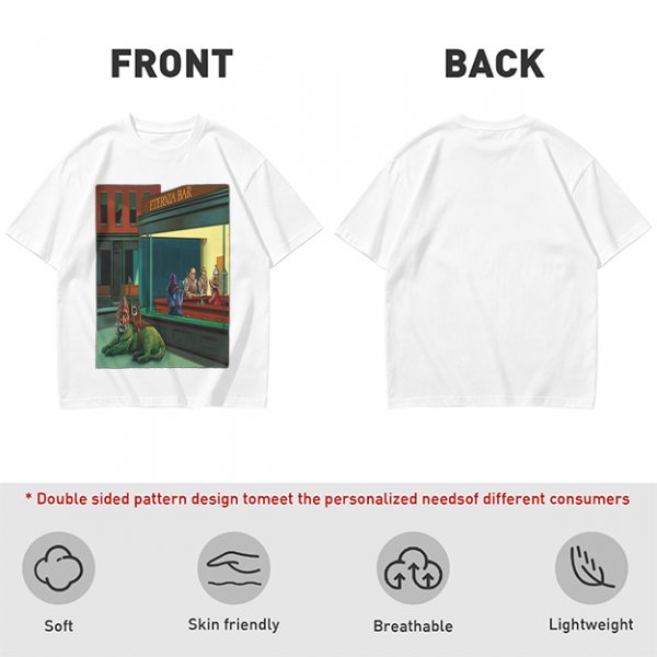 Olive T-Shirt With Surreal Bar Scene Graphic Print