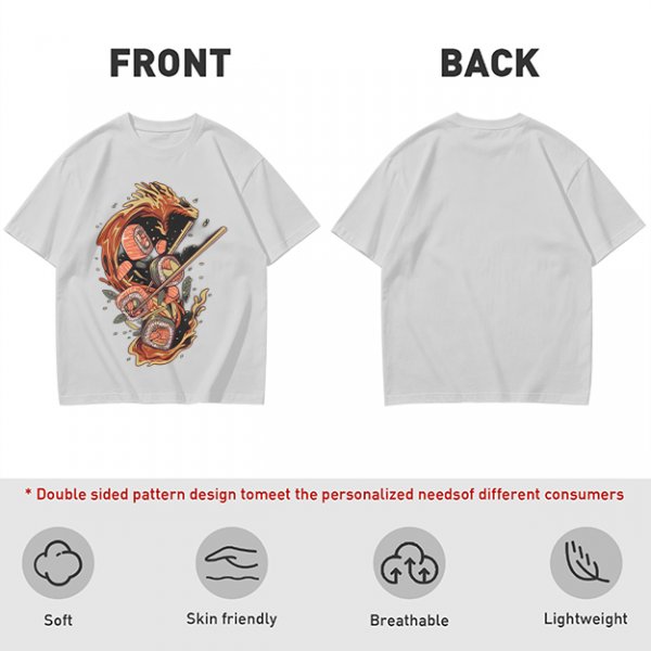 Olive T-shirt with Sushi Dragon Chopstick Art Print
