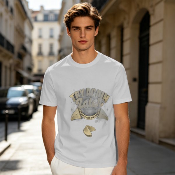 Olive T-Shirt With Try Again Later Fortune Cookie Print