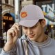 Black baseball cap with pizza atom graphic and text