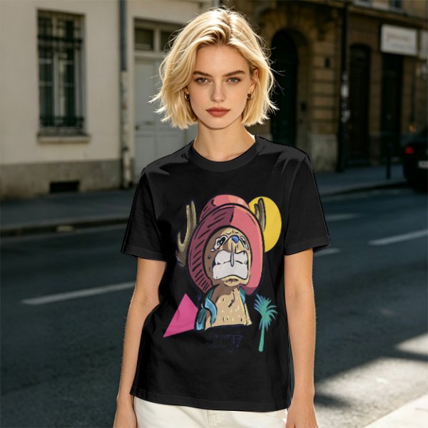 Olive T-shirt with Crying Tony Tony Chopper Graphic Print