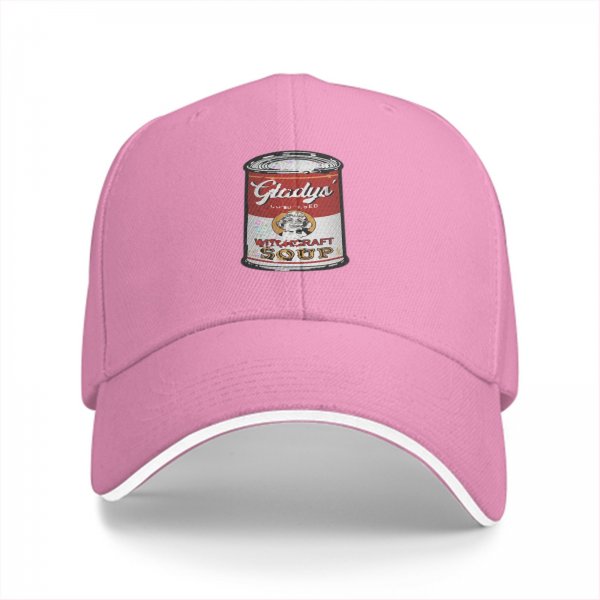 Black Baseball Cap With Gladys' Witchcraft Soup Can Graphic
