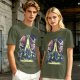 Olive Graphic Tee With Retro Sci-Fi Character Art Print