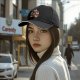 Black Baseball Cap With Christmas Gingerbread Cat Print