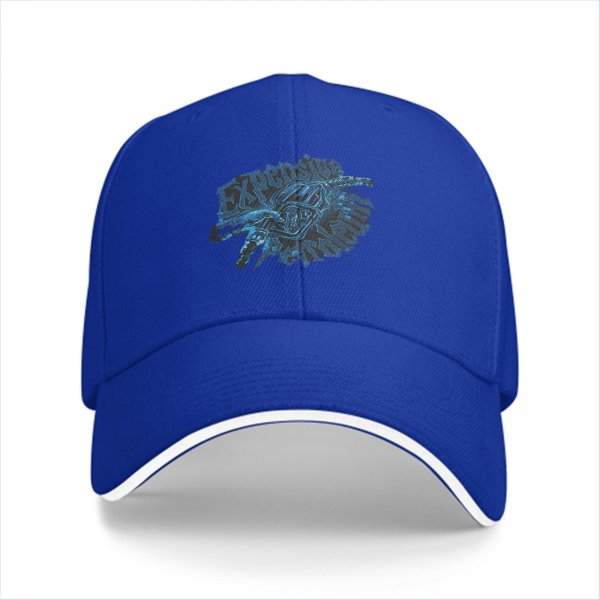 Black Baseball Cap With Blue Graphic Print Design
