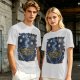 Olive t-shirt with starry night ramen bowl graphic