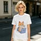 Olive T-Shirt With Cute Orange Cat Working On Laptop Print
