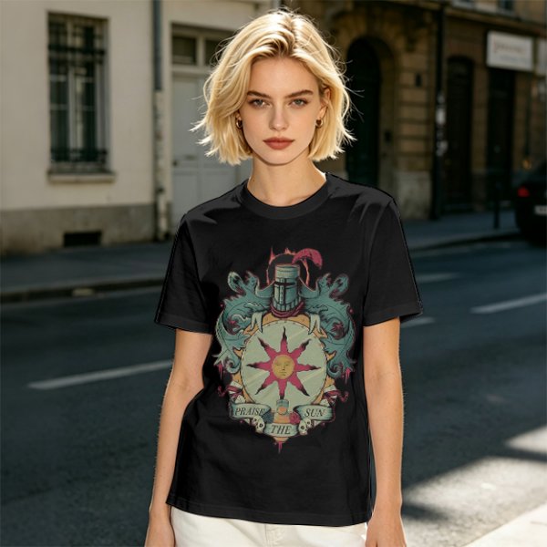 Olive T-Shirt With Praise The Sun Knight Sun Crest Print
