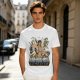 Olive T-shirt with Hee-Hee-Man Master of Pop Lifting Barbell Graphic