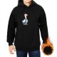 Black Hoodie With Cute Cartoon Goose Wearing Tie And Backpack