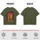 Olive T-Shirt With Fiery Skull Warrior Graphic Print