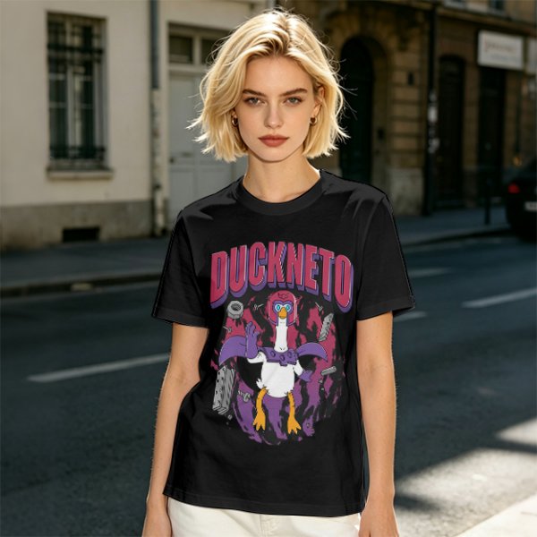 Olive Graphic T-Shirt Featuring Duckneto Superhero Duck Art