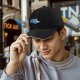 Black Baseball Cap With Blue Retro Car Graphic Print