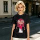 Olive Green T-Shirt With Creepy Cartoon Girl Print