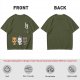 Olive T-Shirt With Cute Kitten Illustrations And Text Print