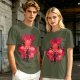 Olive Anime Graphic T-Shirt With Spiky Red Haired Character Art
