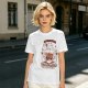 Olive t-shirt with cute cat bubble tea graphic print