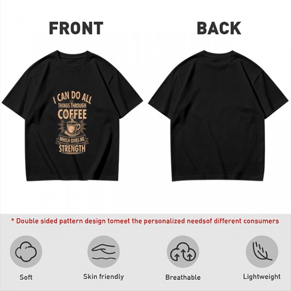 Olive t-shirt with coffee strength motivational print