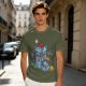 Olive T-Shirt With Fantasy Dice Castle Graphic Design