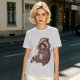 Olive T-Shirt With Raccoon In Santa Hat Holding Mug Print