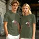 Olive Green T-Shirt With Cute Cartoon Pig Print