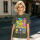 Olive T-shirt with One Piece x Simpsons Style Character Grid Print