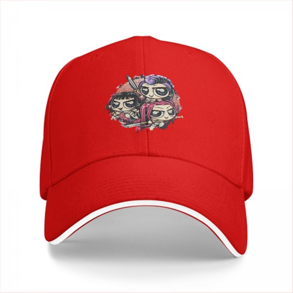 Black Baseball Cap With Chibi Warrior Girls Graphic Print